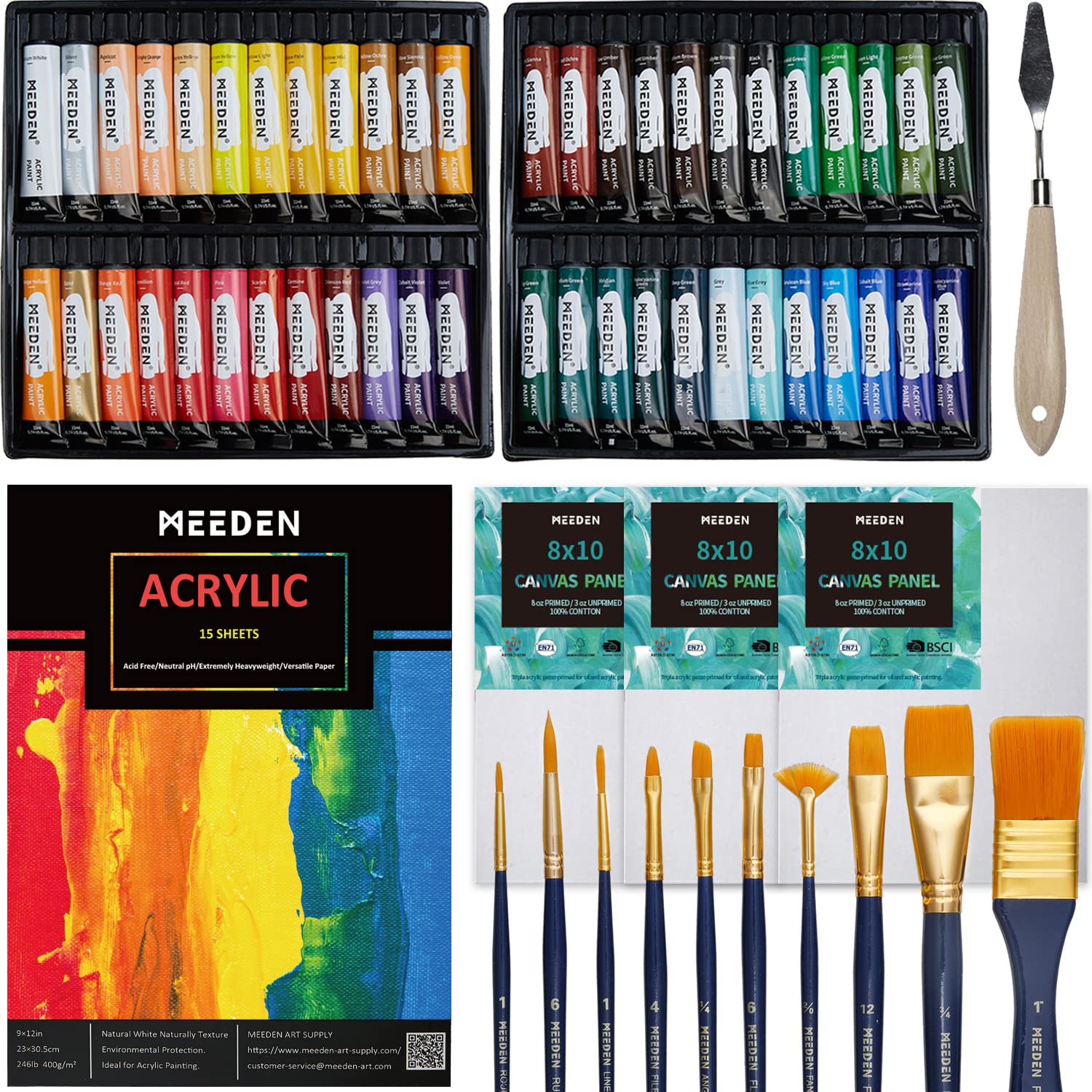 Amazon.com: MEEDEN Acrylic Paint Set, 63pcs Acrylic Painting